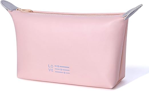 Small Makeup Bag Cosmetic Bag for Women Waterproof Makeup Pouch with Zipper Portable Makeup Organizer Bag (Pink)