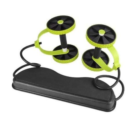 Dual Wheel Ab Roller, Core Strength Training Equipment, High-Density Rubber Construction, Black and Green