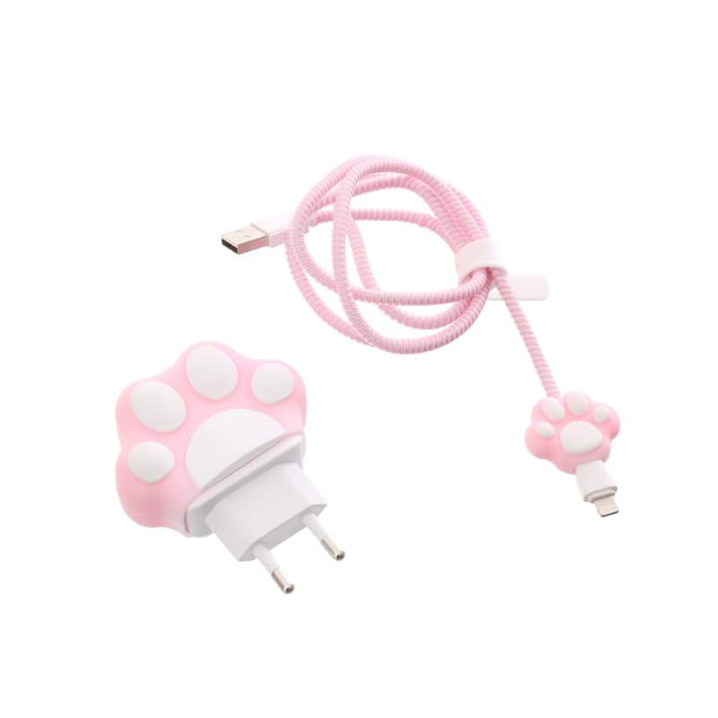 G-Power Silicone Charger and Cable Protector Kit, Flexible Protective Cover Against Tangles 3D Cute Design, Suitable for All Chargers Set of 4 Pieces - Multi Color