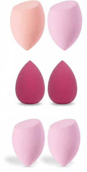 Make Up Sponge Set, 6 Pieces Beauty Blender Sponge, Make Up Sponge, Wet and Dry, for Cream, Liquid Foundation, Liquids and Powder -multicolor