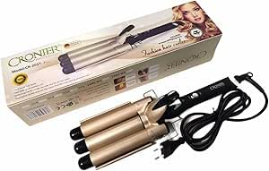 3 Barrel Hair Curler Gold Color Adjustable Temperature 180-210℃ Professional Curling Iron 25mm 3 in 1