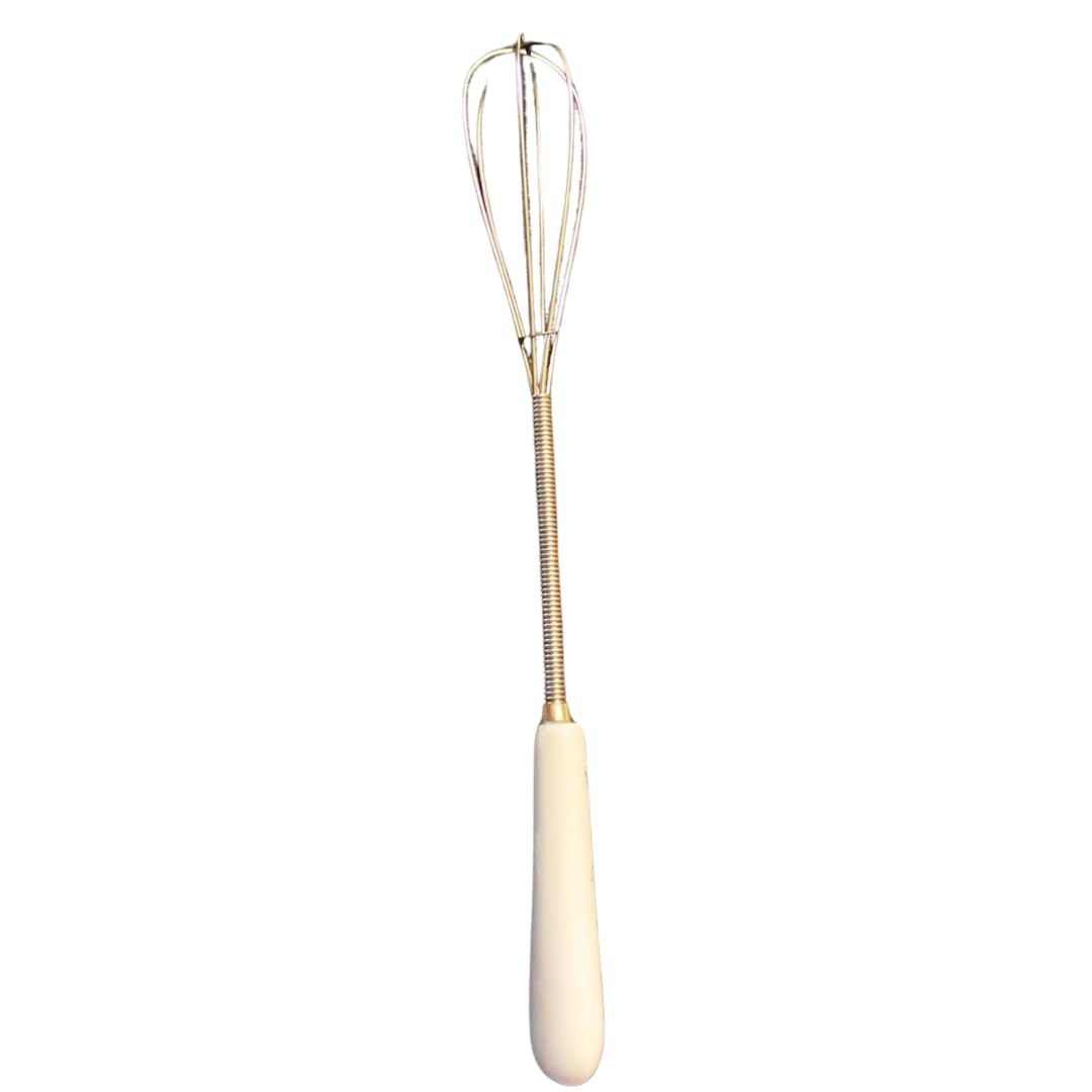 Whisk Mini Egg Beater, Small Hand Whisk for Coffee, Milk Frother, Mini Balloon Whisk for Baking, Wire Whip Metal Egg Tool for Blending, Mixing, and Frothing, Durable Kitchen Utensil (White)