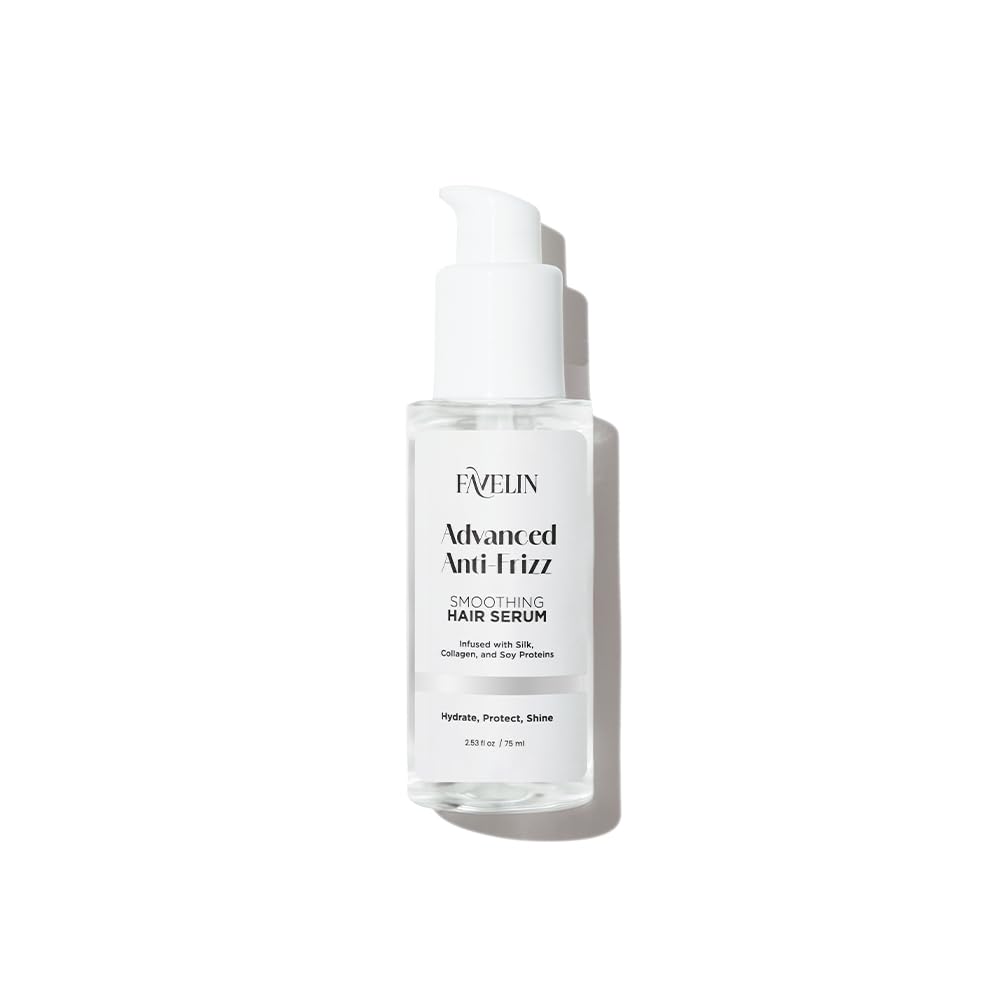 Favelin Advanced Anti-Frizz Hair Serum | Infused with Silk, Collagen & Soy Proteins | Triple Protection Against Frizz, Heat & Dryness | 75 ml