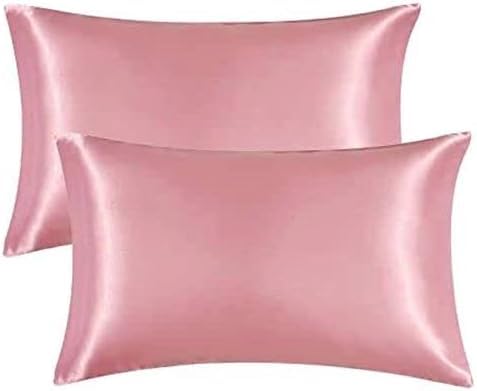 High Quality Satin Pink 2 Pillow Cover Queen Size for Hair and Skin
