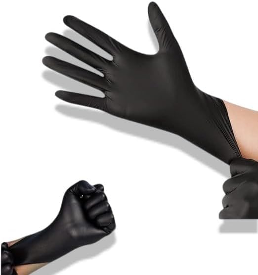 City Star Restaurantware Black Nitrile Gloves - Powder-Free Food Safe Gloves: Perfect for Kitchen, Housekeeping and Janitorial Use - Disposable and Recyclable - 100ct Box -size XL