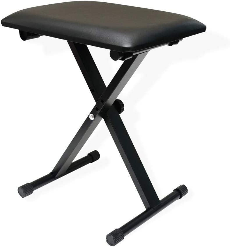 COMINGFIT Piano Bench Stool for Piano Bench for Keyboard Height Adjustable in 3 Positions (42 cm/47 cm/50 cm) Padded X-Style Folding Super Stable and Durable Non-Slip Design
