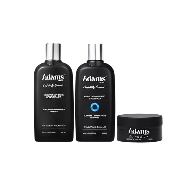 Adamsfor Men Hair Kit Hair Strengthening Shampoo 250ml, Conditioner 250ml and Styling Cream 100gm Set