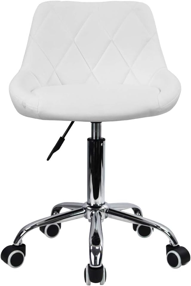 Reyad Group KKTONER White Work Stool PU Leather, Adjustable Height, Low Back - White