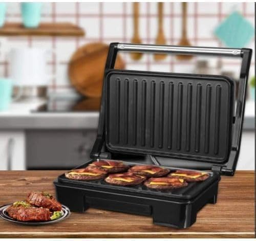 Kiwi 850W Turkish Electric Healthy Grill with Non-Stick Plates for Grill, Meat, Chicken, Sandwiches Adjustable Angle 90-180 Degrees Lock and Overheat Protection Healthy and Fast Cooking ksm-2444