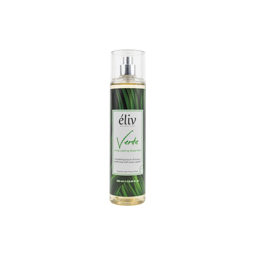 éliv Verte Long Lasting Body Mist, Citrus Floral Vanilla Woody Scent, 250ml, 24 Hour Wear, Dermatologically Tested