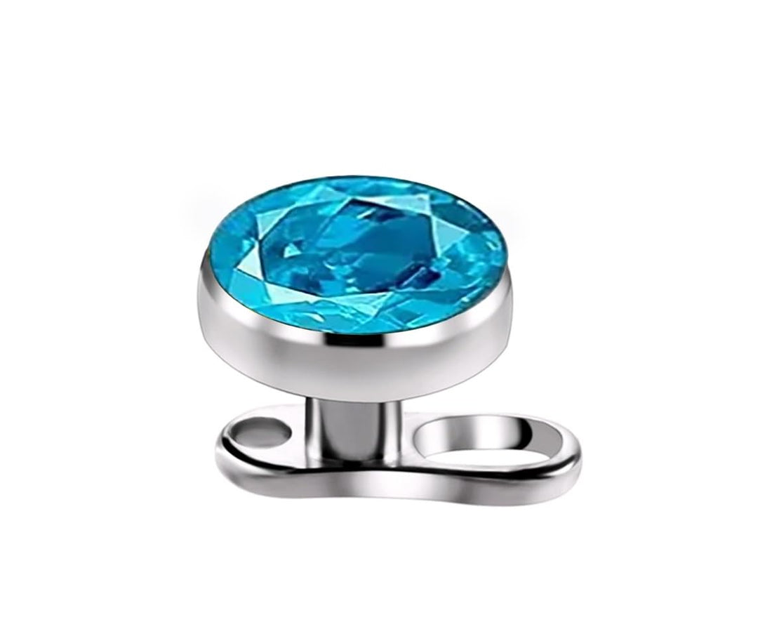 Microdermal Gem Dermal Anchor Piercing Jewelry - Aqua