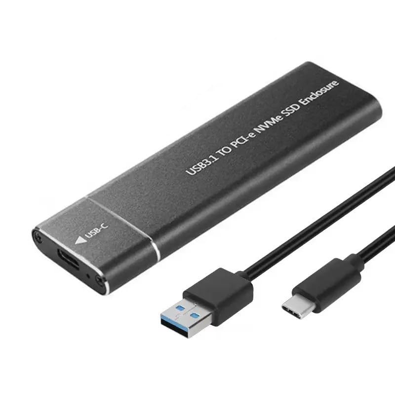 NVME SSD Enclosure, M.2 (5+29) NVME to USB C Adapter with Black case, USB 3.1 Gen 2 (10 Gbps) M2 PCIE SSD (NVMe-SSD-CASE)