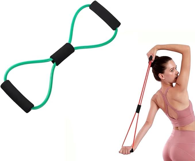 TRUE FIT®Resistance Bands 8 Elastic Bands for Arm Back Chest Arm Shoulder Training Home Workout Equipment Strength Training Abdomen Waist Yoga Marking (Green)