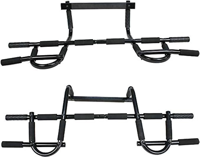 M D Stay Fit Multifunctional Door Frame Pull Up Bar with Top Roller Wheel for Upper Body Exerciser, Nail-Free Pull Up Bar for Indoor Home Fitness