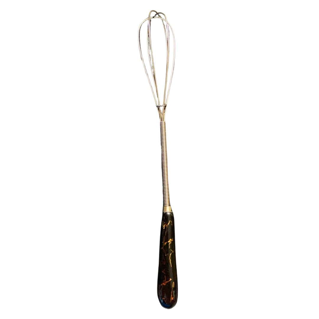 Whisk Mini Egg Beater, Small Hand Whisk for Coffee, Milk Frother, Mini Balloon Whisk for Baking, Wire Whip Metal Egg Tool for Blending, Mixing, and Frothing, Durable Kitchen Utensil (Black)