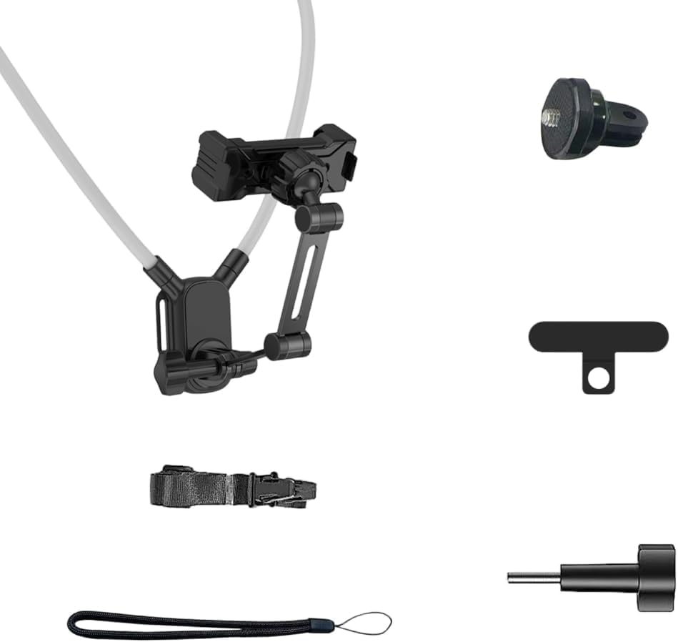 Neck Phone Holder- POV/Vlog Hands Free!- Neck Mount for Phones with Phone Clip, Compatible with iPhone Samsung Google Pixel and All Phones.
