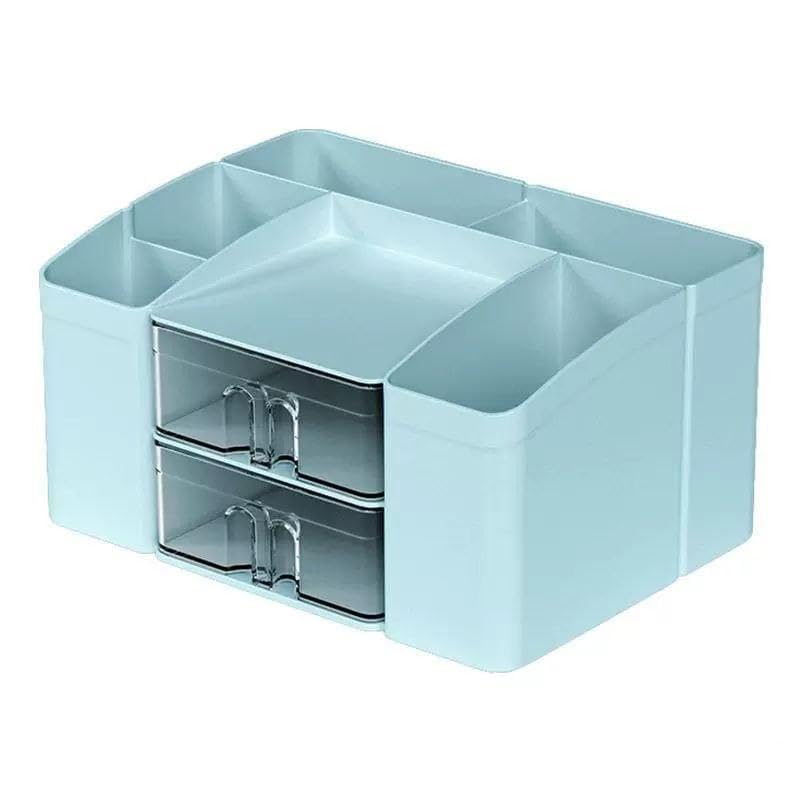 Makeup Organizer for Vanity Cosmetics Organizer Desktop Skin Care Cosmetics Storage Box with Drawers Jewelry Sundries Makeup Organizer Make Up Organizers and Storage (blue)