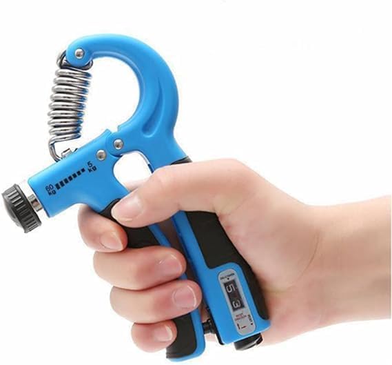 TRUE FIT®Grip strength trainer with a counter, adjustable hand grip strengthener (5-60 kg), forearm trainer with a non-slip handle for building muscle and recovering from injuries at the gym/home.