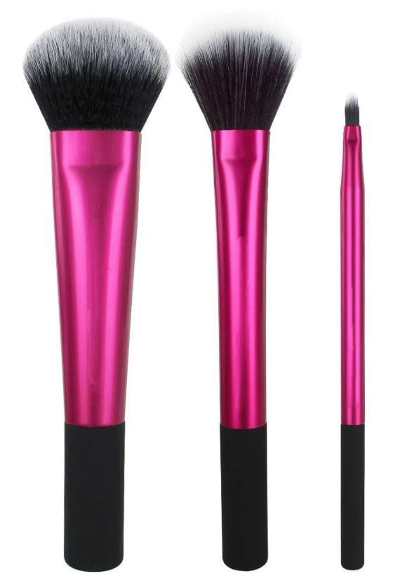 Makeup Brushes Makeup Brush Set 3 Pcs, Premium Synthetic Foundation Concealers Powder Blush Blending Makeup Brush Set Face Eye Shadows Angled Eyeliner