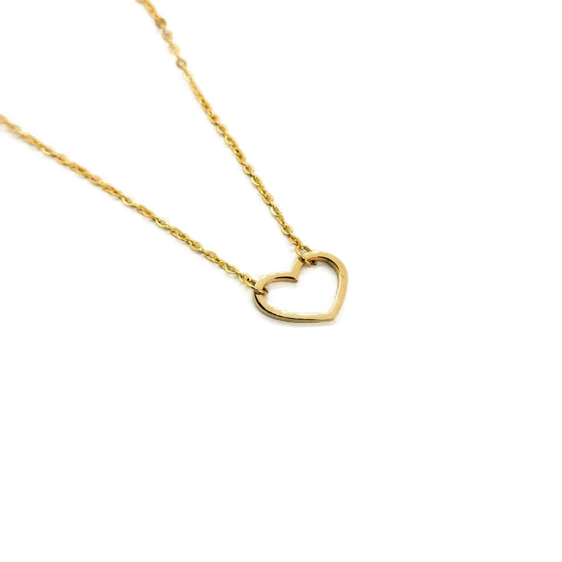 Julia Store 18K Gold Plated Stainless Steel Heart Pendant Necklace for Women Dainty Necklace Tiny Hallow Heart Choker Necklace Boho Jewelry Necklace Minimalist Jewelry