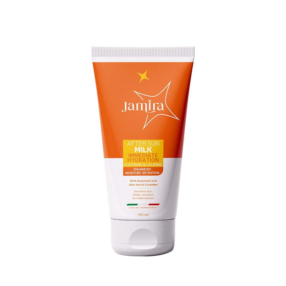 Jamira After Sun Milk – Hydrating & Soothing Moisturizer with Hyaluronic Acid, Aloe Vera & Cucumber Extract – Lightweight, Fast-Absorbing, Restores Skin Softness – (150ml)
