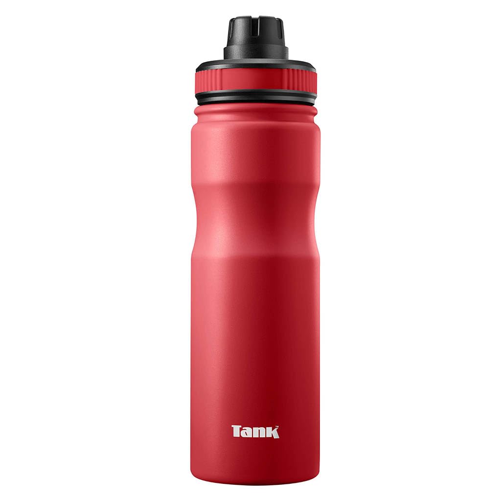 Tank Stainless Steel Water Bottle 650mL, Up to 12Hrs Cold, Red