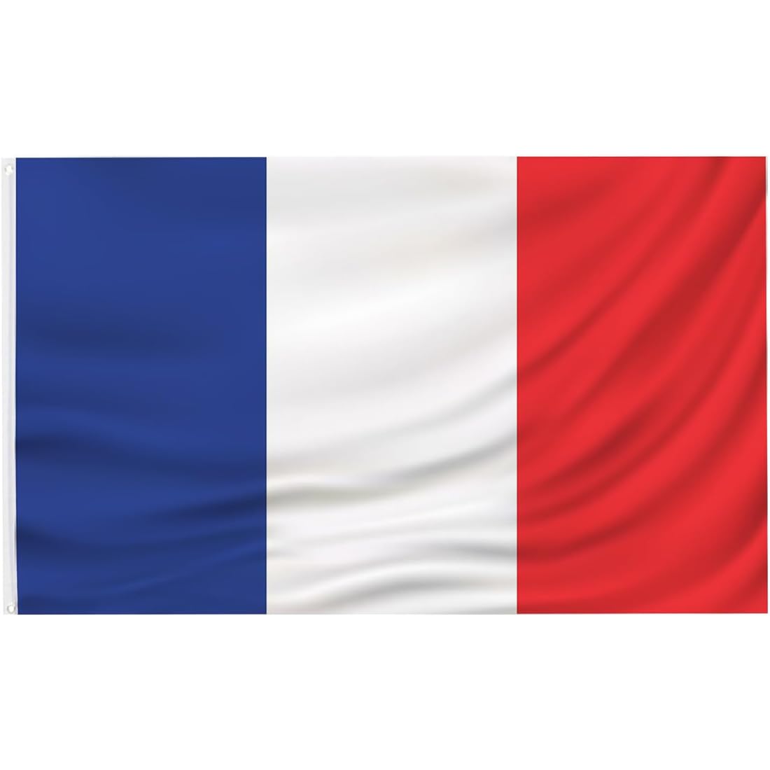 France Flag 90 x 150 cm, French Banner, 4 Eyelets, Brass Eyelets on Each Corner, France Football, Rugby, Premium Flags, Indoor, Outdoor,