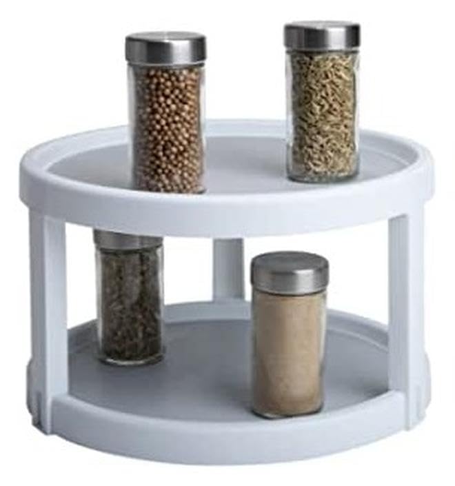Turntable Rotating Spice Rack Non Skid Cabinet Turntable Kitchen Organizer Storage Tray for Cabinet Pantry Refrigerato Countertop Bathroom
