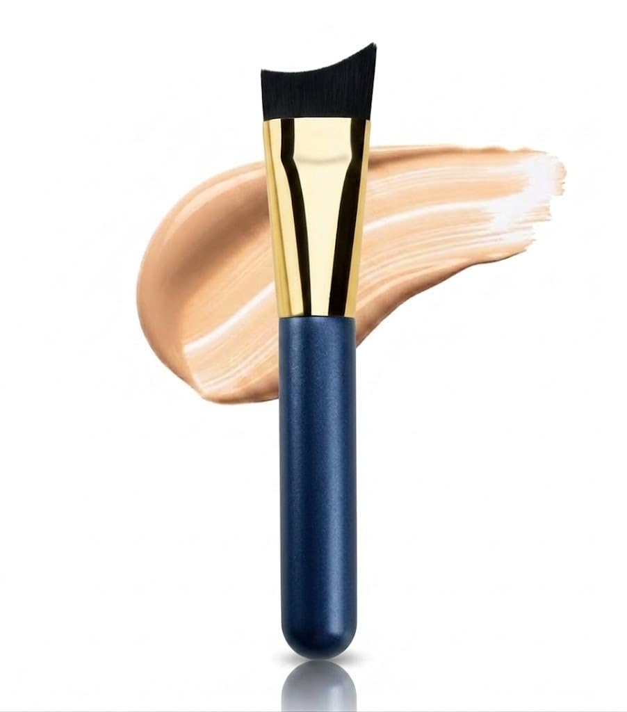 Makeup Brushes, Curved Head Brush 3pcs Easy To Hold For Liquid BB Cream -1pc -dark blue color