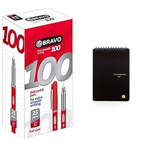 Bravo Stationery Bundle: Sasco Ball Pen Red + YM Sketch Designer Notebook B6 Lined