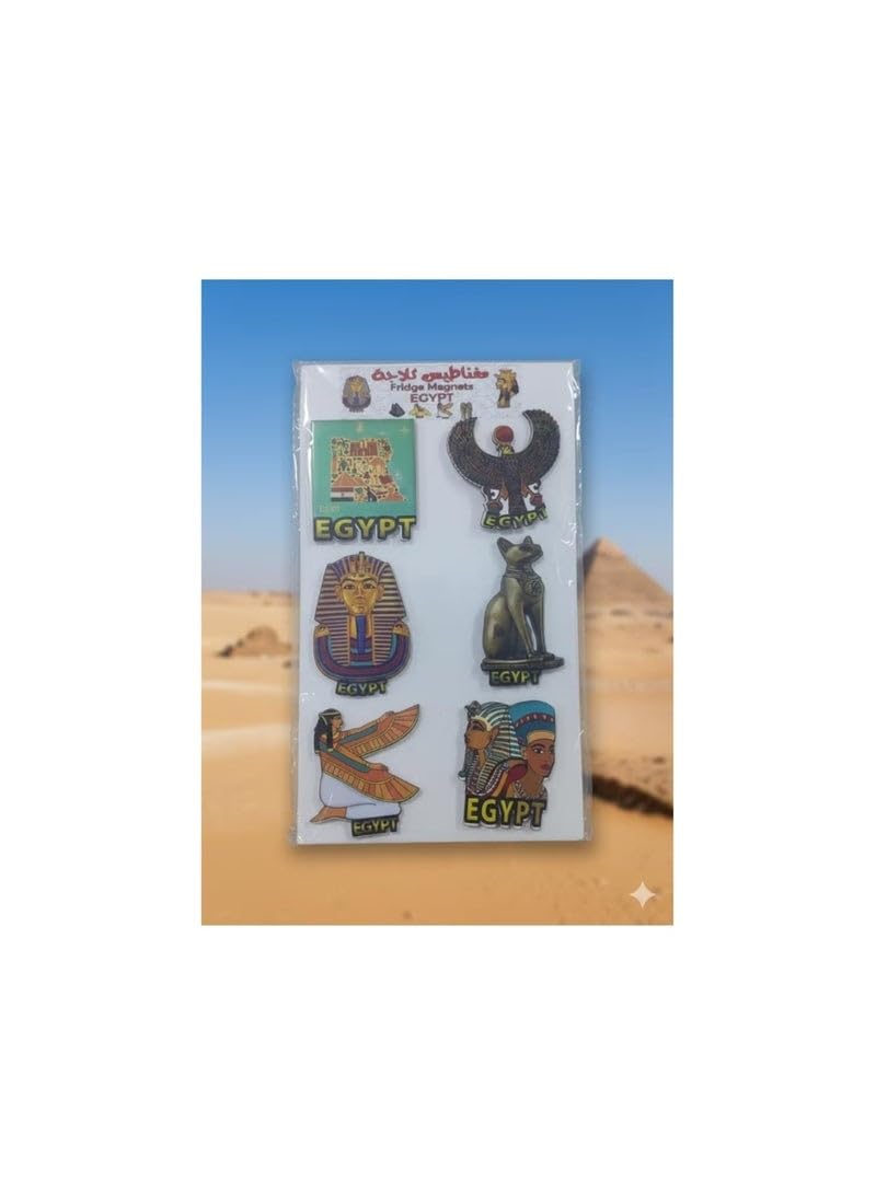 Fridge Magnet Set – Ancient Egyptian Civilization Symbols – Unique Kitchen Decor – Egyptian Souvenir (6 Pieces) Multi-Design & Multi-Color.
