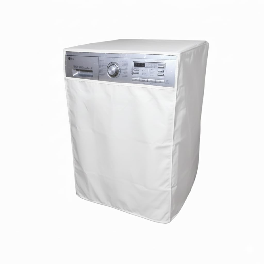 Nana Rose Automatic Dishwasher and Dishwasher Cover, Imported Waterproof Leather, White, 64x60x85 cm, 2 Side Zippers and Fixing Strap