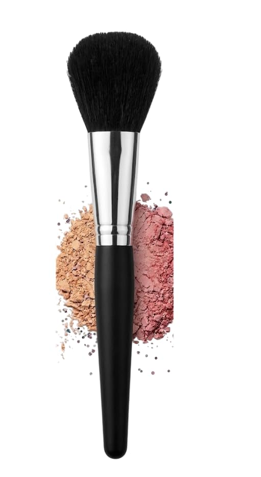 1pc Round Head Foundation Makeup Brush & Blush Brush & Powder, Soft And Multifunctional Fiber For Daily Makeup-black silver color