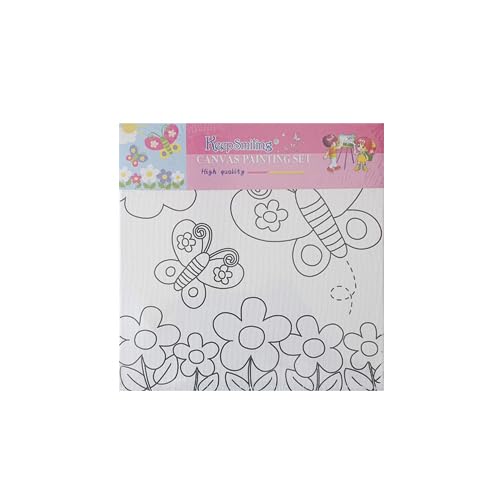 Keep Smiling Butterfly Design Canvas Drawing Board for Kids, 20 cm x 20 cm Size