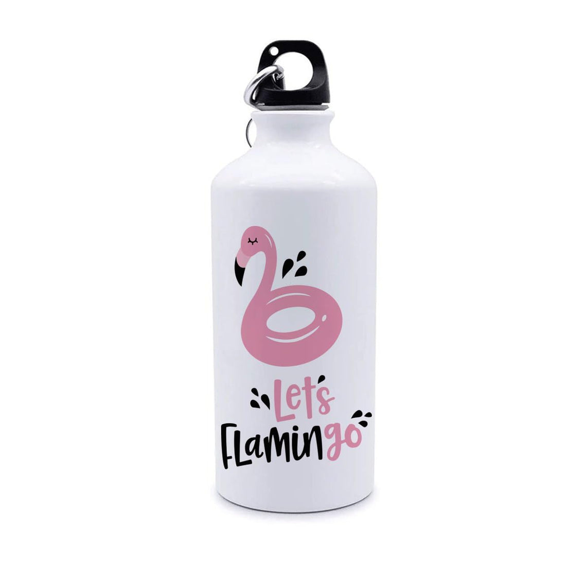 500ML Aluminum Water Bottle – Flamingo Design, Durable & Lightweight with Carabiner Clip – Reusable Sports Bottle for Gym, Travel, Office & Outdoor Use (Let's Flamingo)