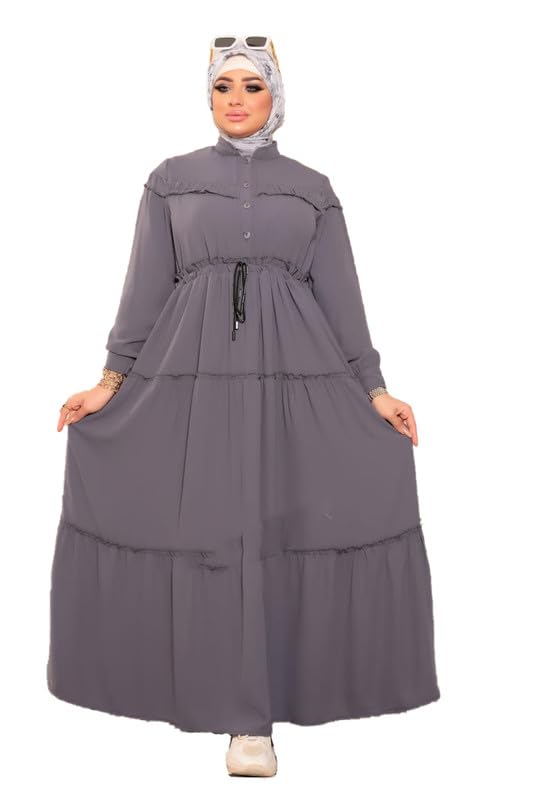 Black Women's Practical Button Front Abaya - Comfortable and Trendy for Daily Wear and Occasions GAMAL SONS FOR ABAYA GS-990-42498-Parent
