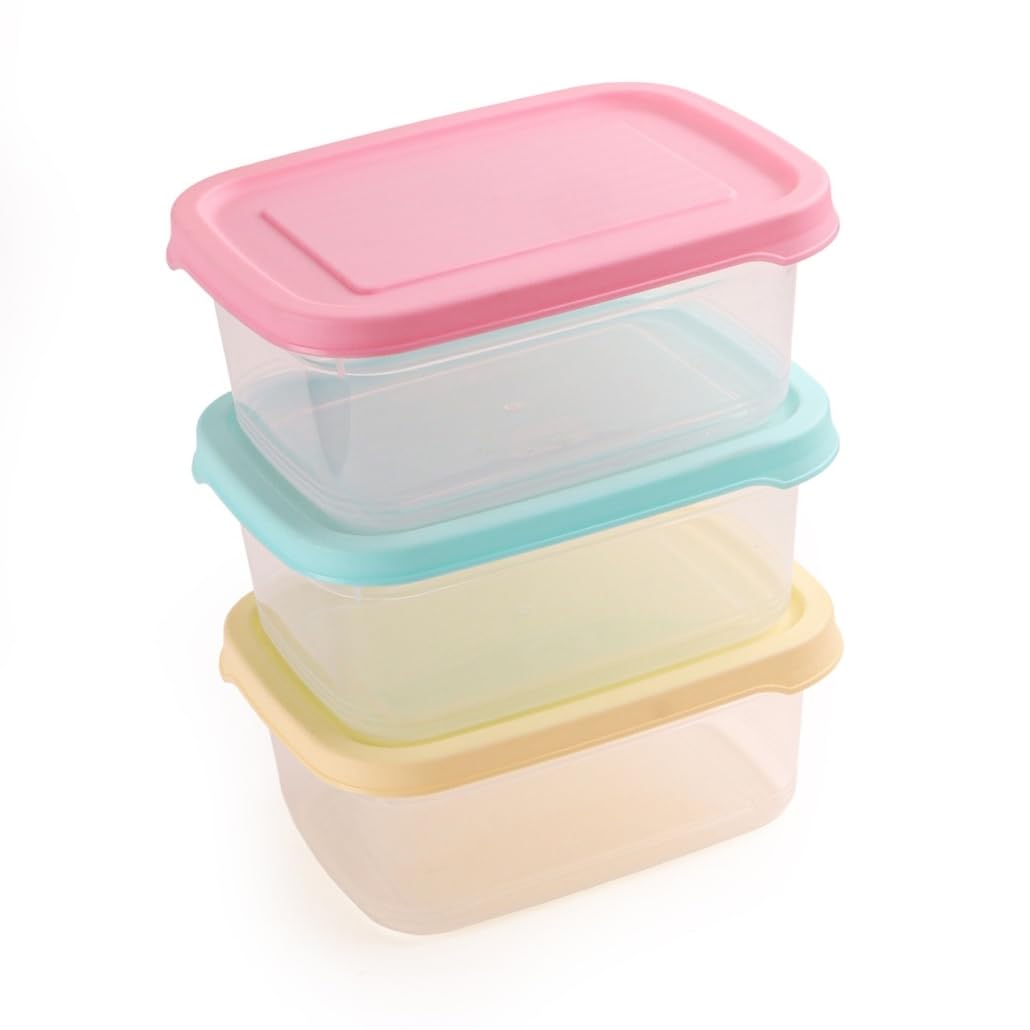 Plastic Food Storage Containers, 3 Pieces, 1 Liter Each, BPA Free, Microwave & Freezer Safe, Airtight Lids, Multicolor Pastel Colors (Multicolor)