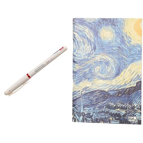 Bravo Stationery Bundle: Ballpoint Pen Red 10-Pack + A5 Sketchbook Starry Night