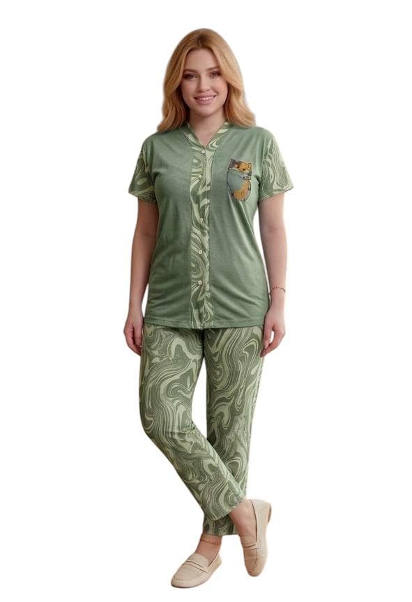 Womens Multi Shapes One Size Fits Up to 85K T-Shirt and Pants Set