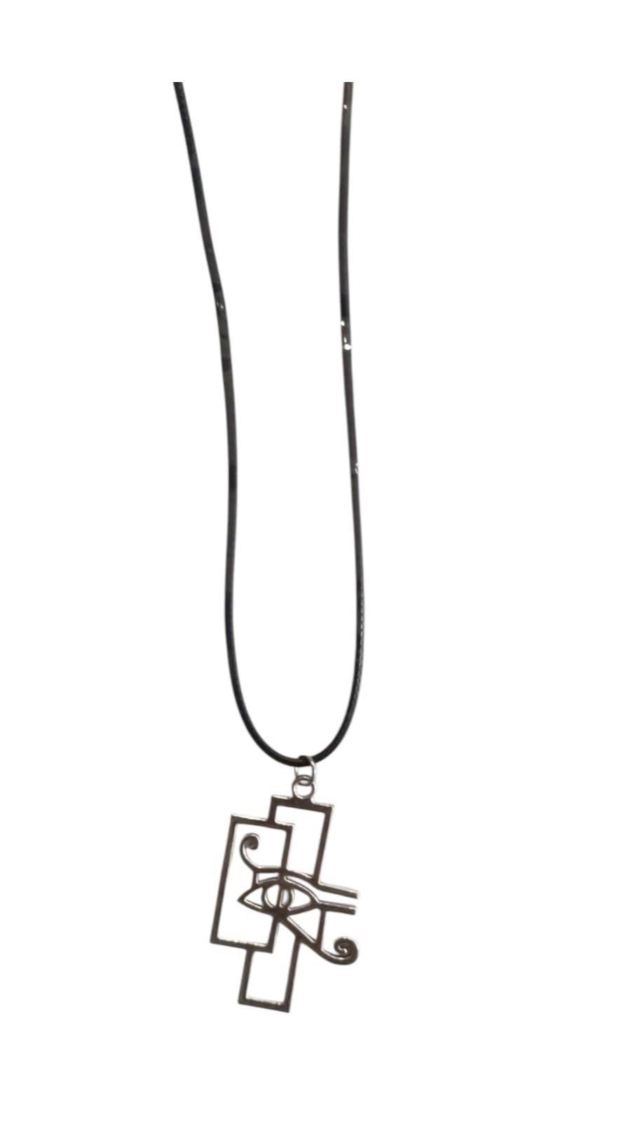 Necklace, Black Cord, Silver Pendant, Egyptian Symbol, Ancient Egypt Theme