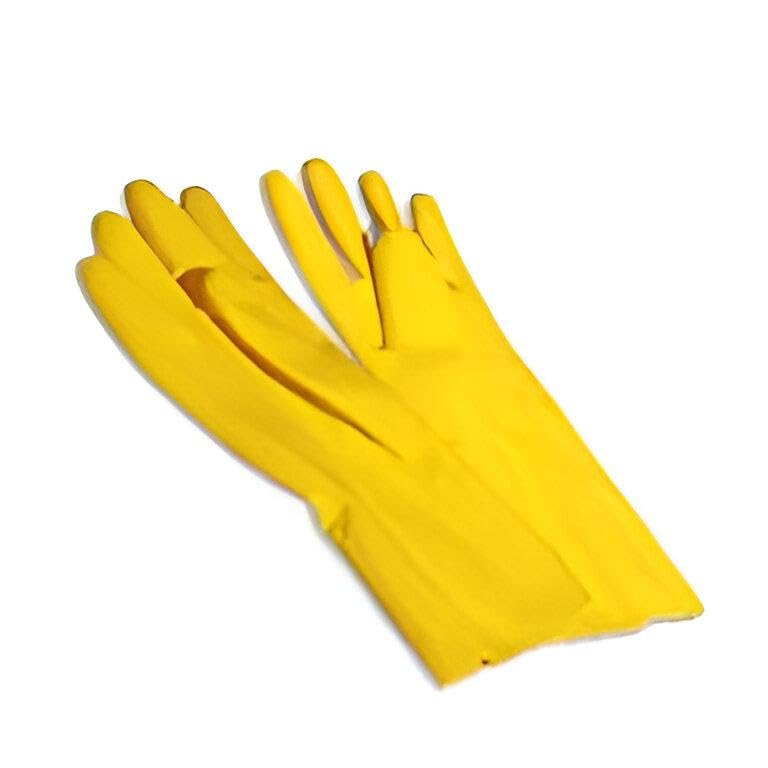 Stretch Hand Gloves - Flexible yellow rubber gloves with superior elasticity for cleaning, dishwashing, and protecting hands from chemicals set of two,