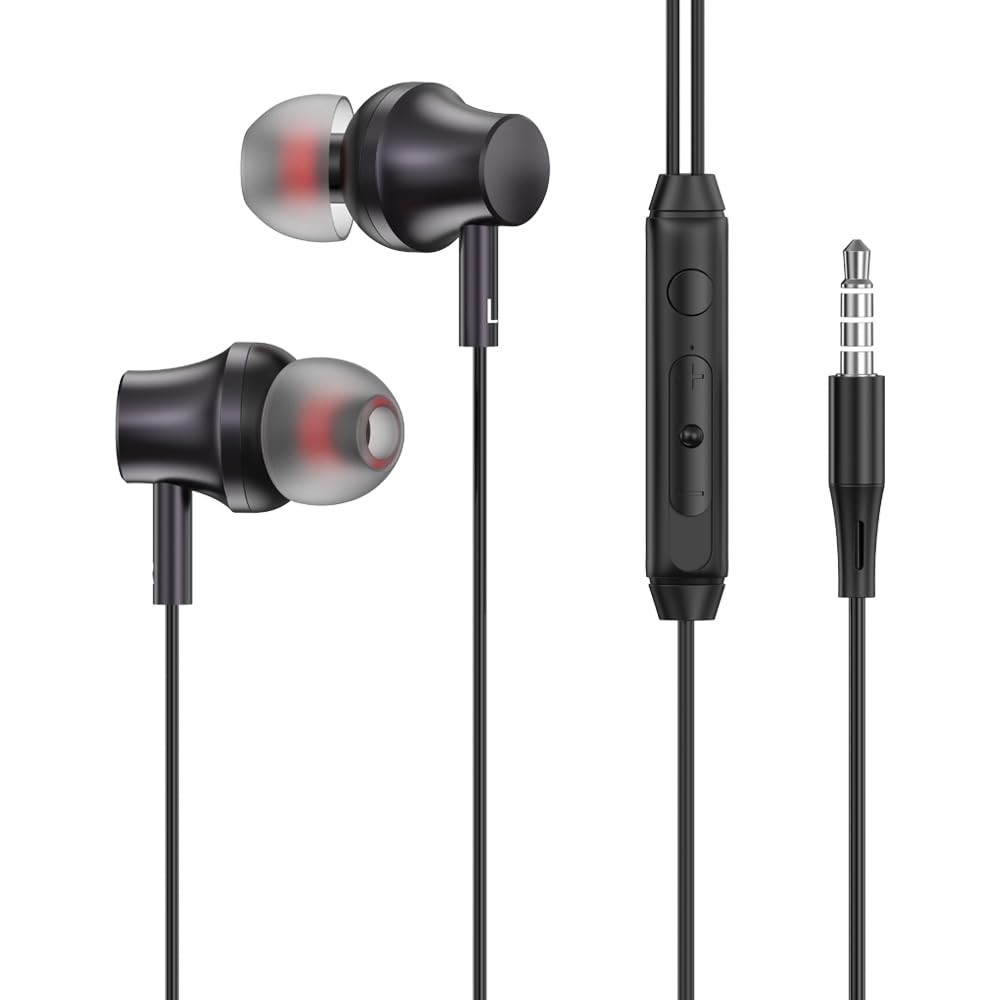 Tingwode SV-22 Metal Pure Sound Earphone With Microphone And Comfortable Wearing Practical For Mobile Phones 1.2 Meter - Black