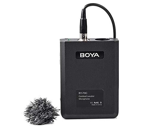 Boya BY-F8C Professional Cardioid Lavalier Microphone with XLR Output for Interviews, Dialog & Instruments AA Battery or Phantom Powered
