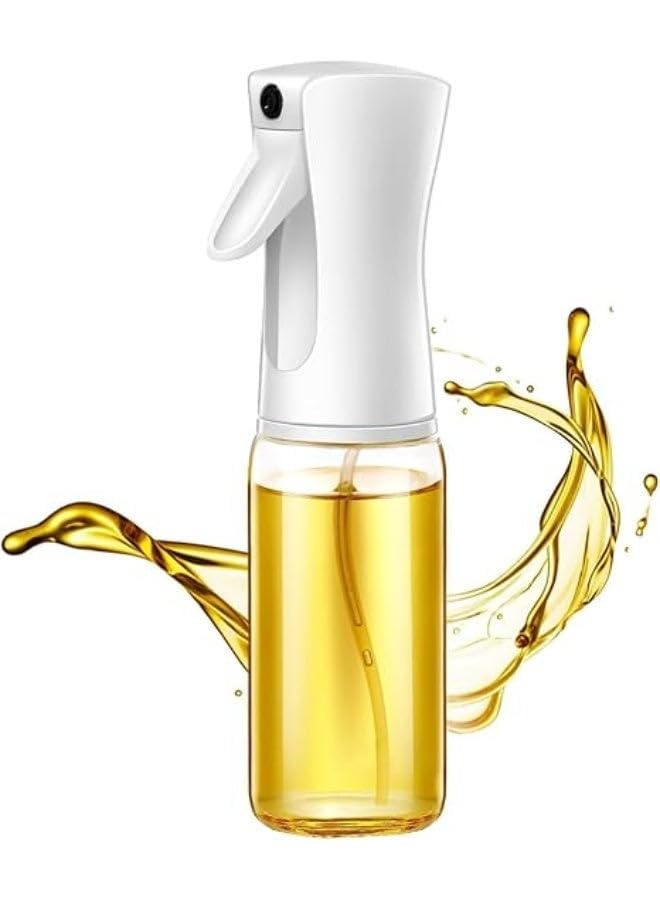 Oil Sprayer for Cooking, BBQ & Air Fryer – Elegant Refillable Mist Bottle for Olive Oil, Vinegar & Water – Multi-Use Atomiser for Salad, Baking & Curly Hair Care (White)