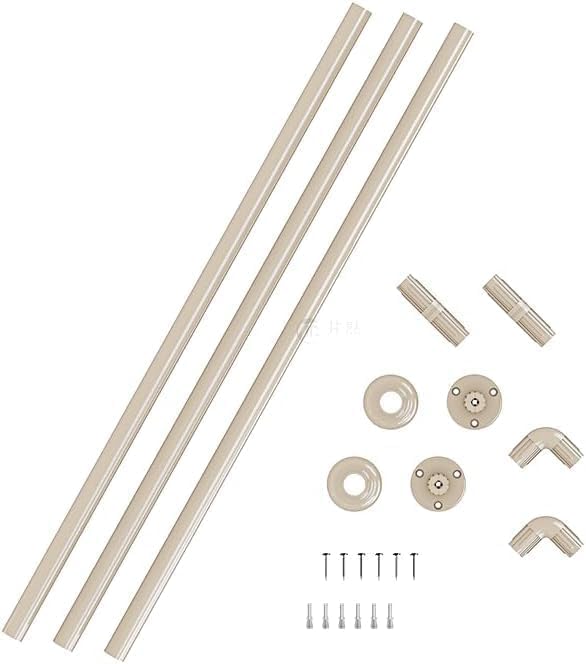 Adjustable Bathtub Curtain Rod 90x90 – U or L Shaped Shower Rod with Durable Mounting Accessories – Elegant Design Rustproof Shower Curtain Rod (Beige-Plastic)