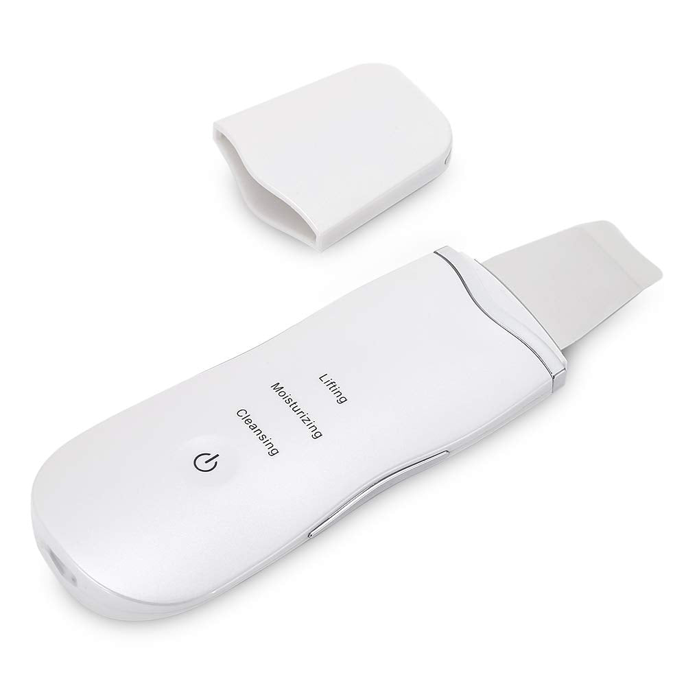 Portable Blackhead Removal Ultrasonic Facial Cleaner Rechargeable Face Skin Scrubber Cleaning Skin Peeling Extractor White