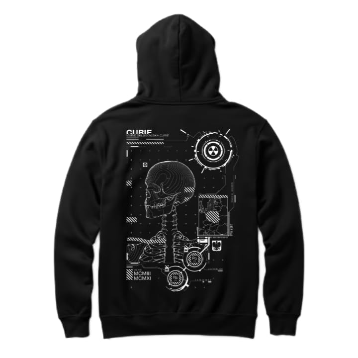 Black oversize Youth hoodie back art over size TEXT job work (skull) 73