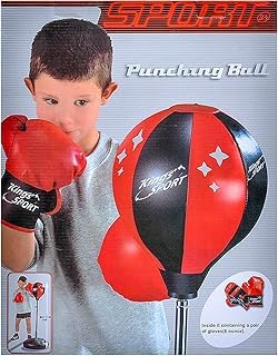 TRUE FIT®-King Sports Punching Ball Boxing Simulation Set Contains 2 Boxing Gloves 6 Ounce And 1 Punching Ball With Stand - Multi Color