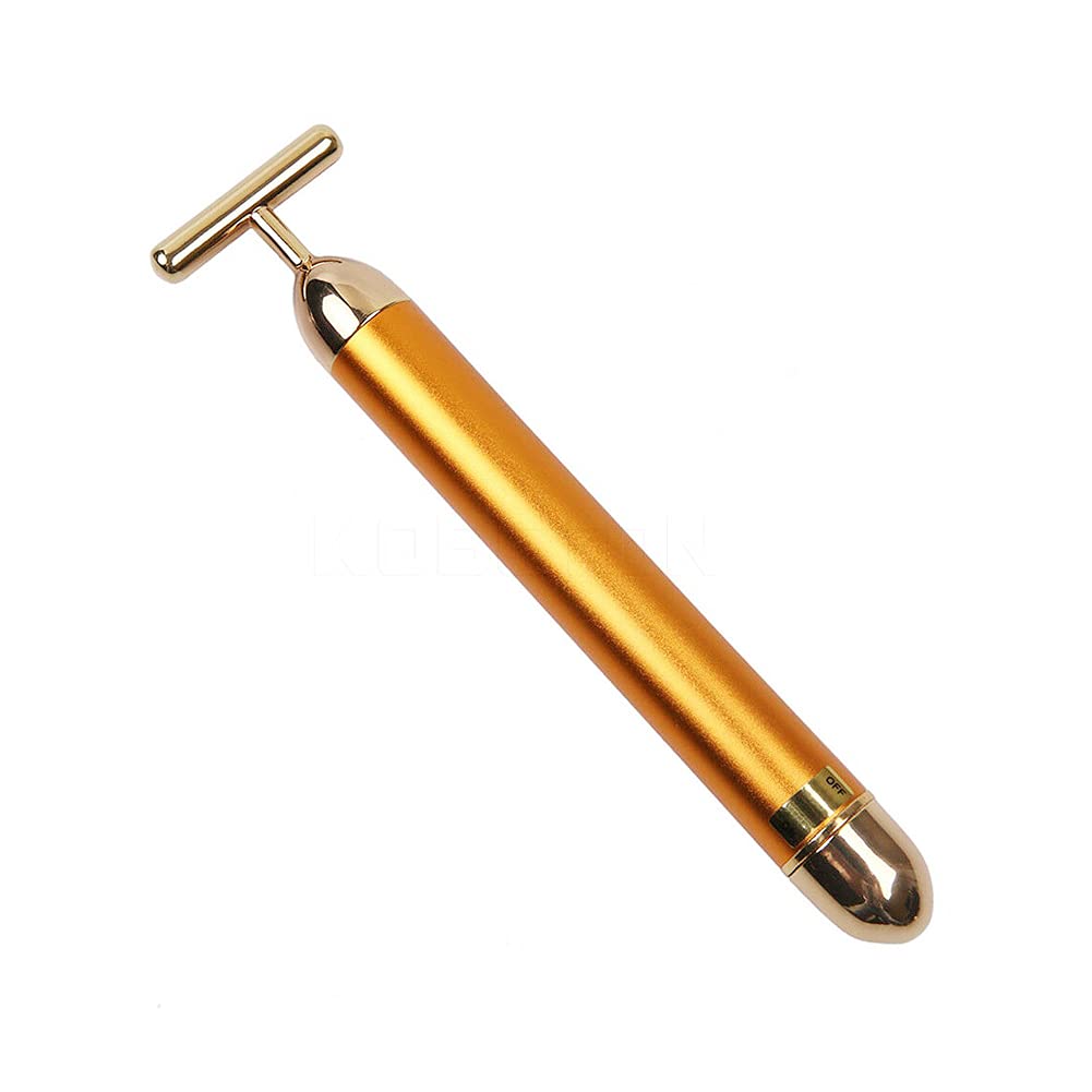 Beauty Bar, 24k Golden Pu-lse Facial Massager, T Shape Massager Skin Tools for Face Lift Anti Wrinkles Skin Tightening Face Firming