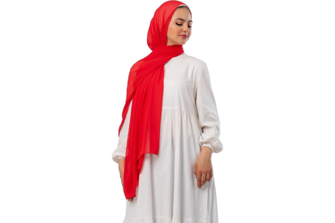 Women's Chiffon Hijab Scarf, 175 x 75 cm, Lightweight Crepe Wrap, Soft Non-Slip, Full Coverage Islamic Headscarf